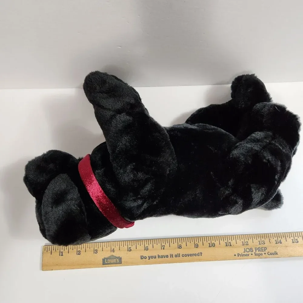 Wishpets Black Puppy Dog Bean Bag Plush Named Blackie with Scarf 15